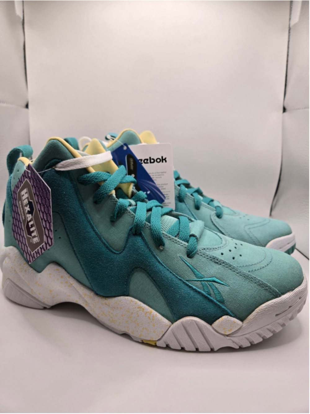 Men's Reebok Kamikaze II Mid Sneakers Teal White Size 9